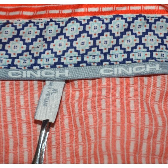 Cinch Ladies Orange Button Up Western Shirt Top Size XL Contrast Cuffs Cowgirl - Picture 10 of 12